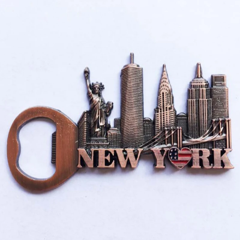 

1 Pcs Cute New York United States Fridge Magnets Metal Statue of Liberty World Trade Center 3D Resin Refrigerator Sticker
