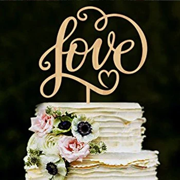 

Wooden Rustic Love Cake Topper Groom Bride beautiful Wedding Decorating Engagement Party