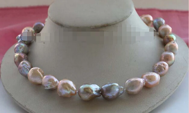 

Natural 19mm Multicolor Baroque Edison Reborn Keshi Pearl Necklace 14KGP #f2446!