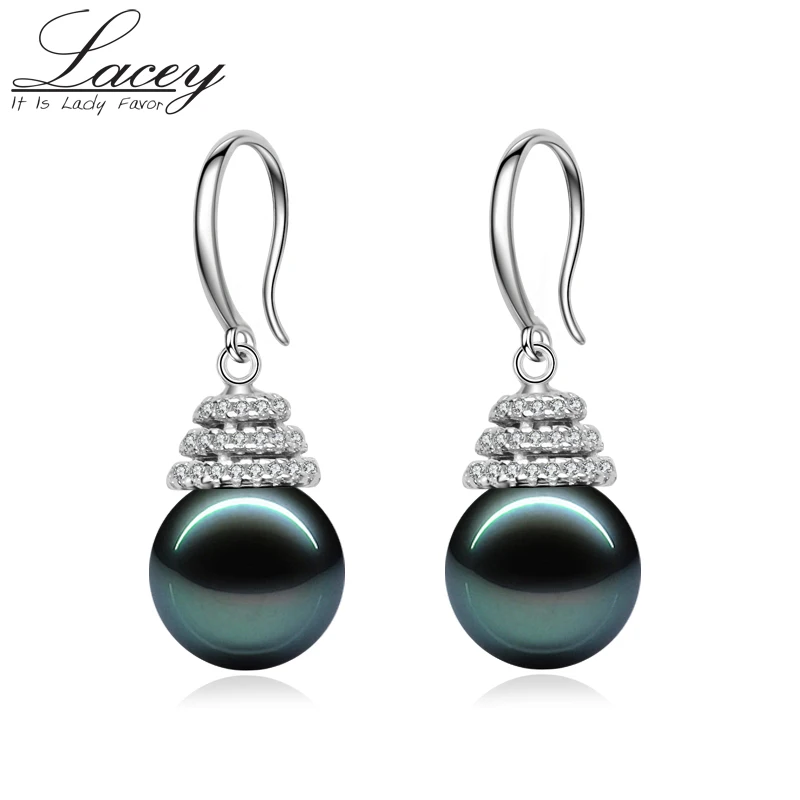 Real natural black pearl earrings Jewelry,Tahitian pearl earrings 925 silver jewelry,fashion pearl jewelry fine gift Christmas