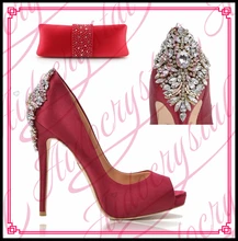 Aidocrystal 2016 Italian matching shoes and bags handmade stones design shoes women handbag for party dress