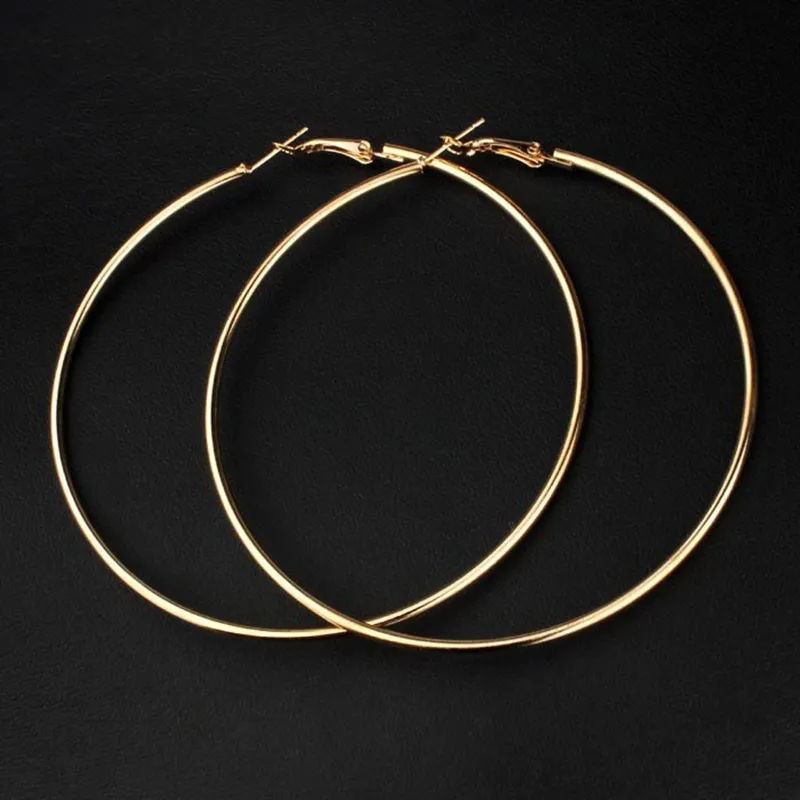 Big smooth circle hoop earrings