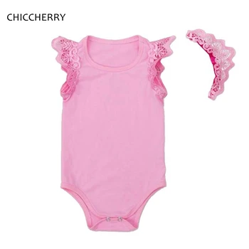 

Flying Sleeve Lace Romper Cotton Baby Girl Jumpsuit + Crown Headband Set Body De Bebe Infant Girl Clothes Birthday Party Outfits