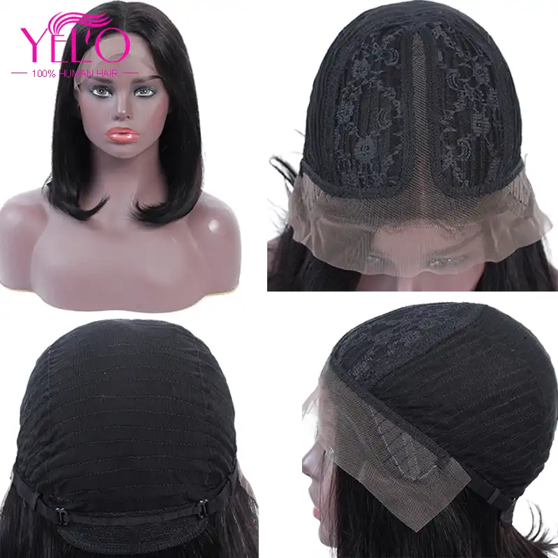 Short Bob Wig 8 14inch Brazilian Straight Remy Hair Middle Part