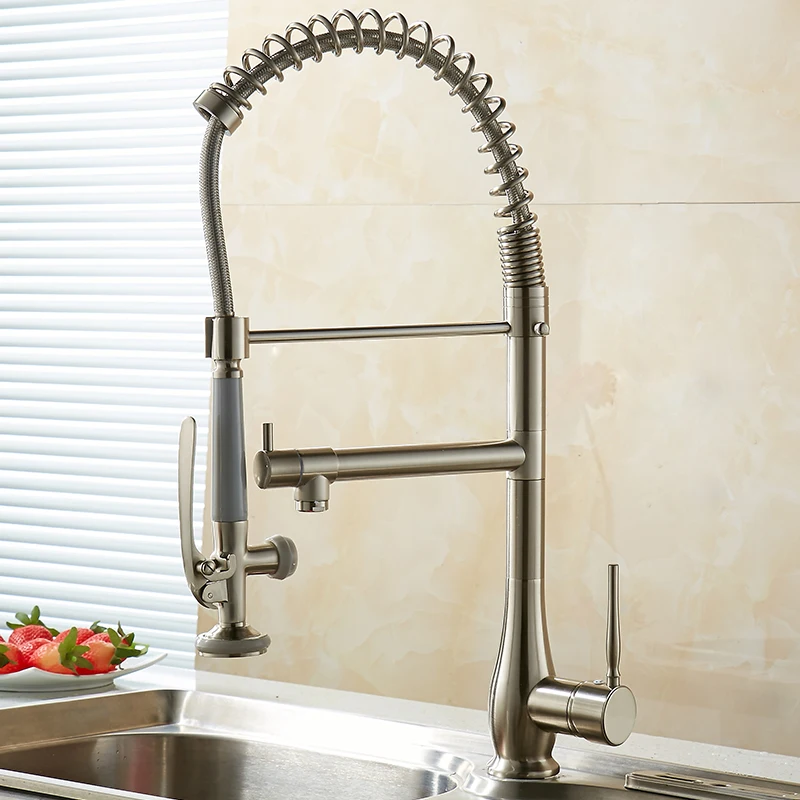  Kitchen Faucet Chrome Brass Tall kitchen faucet mixer Sink Faucet Pull Out Spray Single Handle Swiv - 32685738864