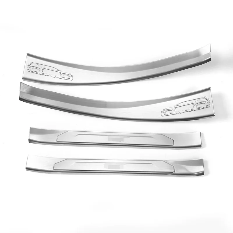 

For Jeep Compass 2017+ Door Sill Scuff Plate Protector Entry Guard Cover External Car Door threshold Decoration Trim silver blac