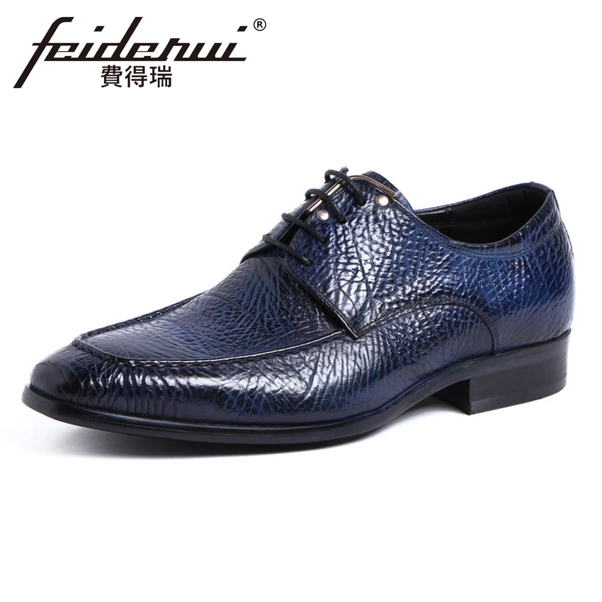 Pointu Arrivée Cuir Formelle Noir Robe bleu Chaussures Hommes Véritable De Bout Ymx425 Homme Derby Mariage Nouvelle Vintage up Dentelle Italien Partie PxHqa8wCwd