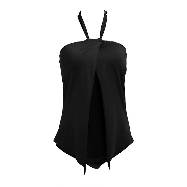 Halter One Piece Swimwear Women New big size Sexy Plus Size Brown