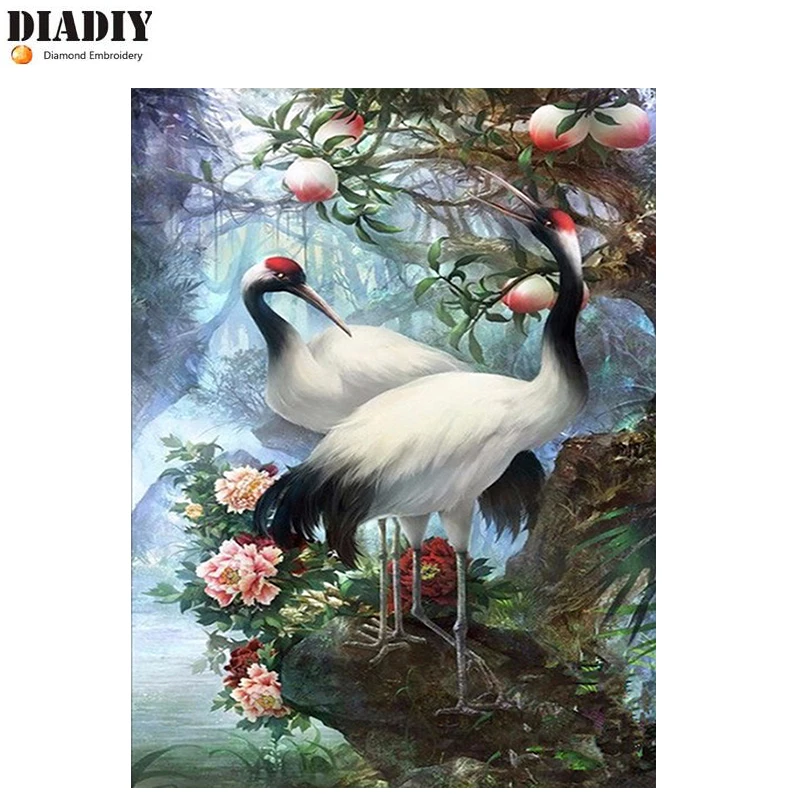 DIADIY 5D DIY diamond embroidery Crane Bird Animal painting Cross Stitch full round square drill Stone mosaic home decor | Дом и сад