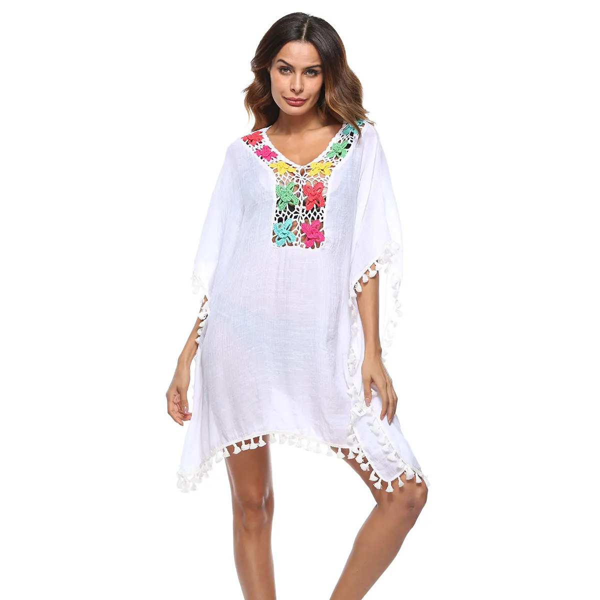 

Women Summer Dress Tassel Hollow Summer Dress Sunscreen Beachwear Cover Summer Dresses And Sundresses Loose Beach/Mini Dresses