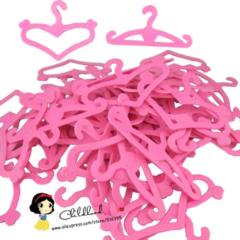 Factory offer 10pcs/ quality pink color plastic heart shape hangers For Barbie doll (Also suit for 1/6 BJD doll) 1