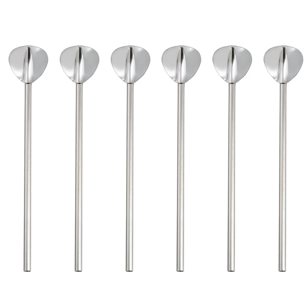 

6 Pcs Drink Stainless Steel Mixed Drink Reusable Cooking Utensils Fan Shaped Straw Set Metal Bar Supplies Spoon