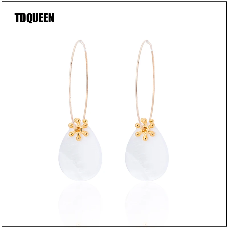 

TDQUEEN Water Drop Shell Pendand Earrings Golden Metal Flower Knot bow Ear Ring Set Accessories Korean New Fashion Women Earring