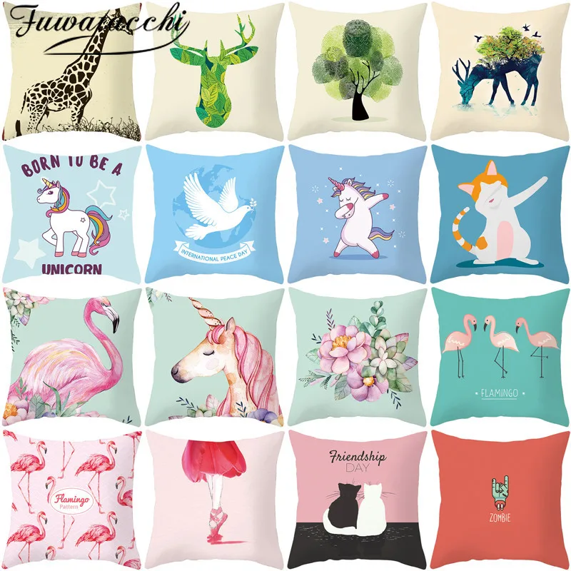 

Fuwatacchi Cushion Cover Printed Pillow Cover for Chair Decoration Home Sofa Polyester Throw Pillows Cases 45cmX45cm