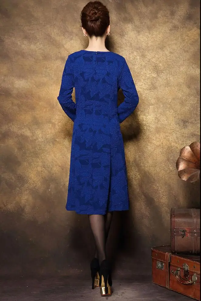 Платье с длинными рукавами для мамы на свадьбу rayal синий бисер Мать невесты платья 2018 Аппликации Элегантные вечерние платья