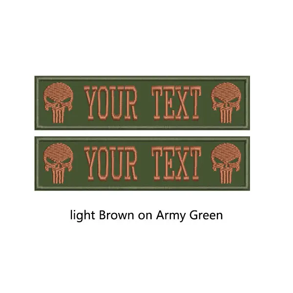 Заказные нашивки с именем и вышивкой, значки с черепом, армейский зеленый хаки, 2 шт. одинаковые персонализированные значки с номером, индивидуальный логотип ID - Цвет: Velcro