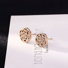 Модные титановые стальные скрабы розовые серьги высокого качества не выцветающие женские цветочные серьги; бижутерия