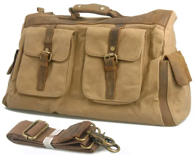 Vintage Retro Military Canvas Leather Men Travel Bags Luggage Vintage Retro Military Canvas Leather Men Travel Bags Luggage Duffle Overnight Bag