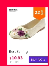 Женские льняные тапочки в китайском винтажном стиле; мягкая повседневная обувь на плоской подошве без застежки с круглым носком; Тканевая обувь из хлопка; женская обувь; большой размер 44