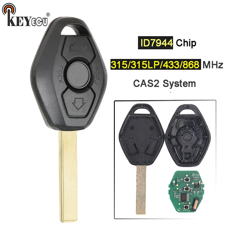 KEYECU 10x 315/433/315LP/868 МГц ID7944 чип CAS2 Системы 3 кнопки дистанционного ключа для BMW 5 серия