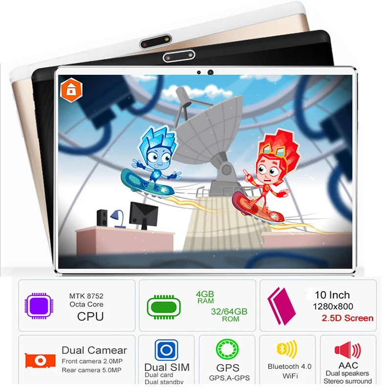 

New Google for Netflix YouTube Cast for 10 inch Android 8.0 tablet Octa Core 2.5D Glass 1280*800 IPS Display wifi bluetooth GPS