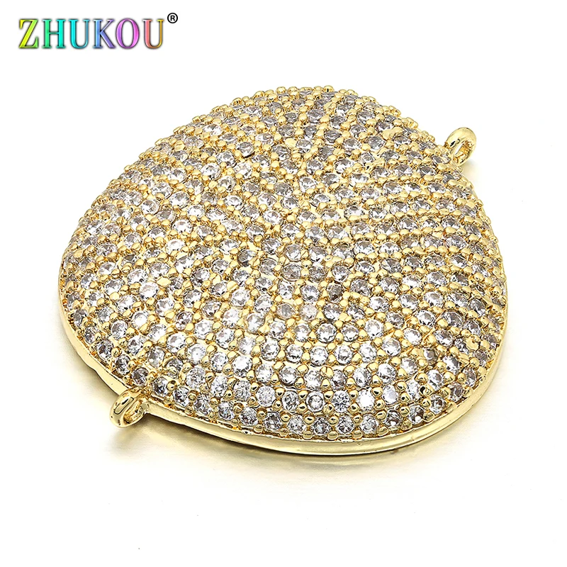 

21*24mm Handmade Brass Cubic Zirconia Connectors DIY Jewelry Findings Making, Hole: 0.5mm, Model: VS174