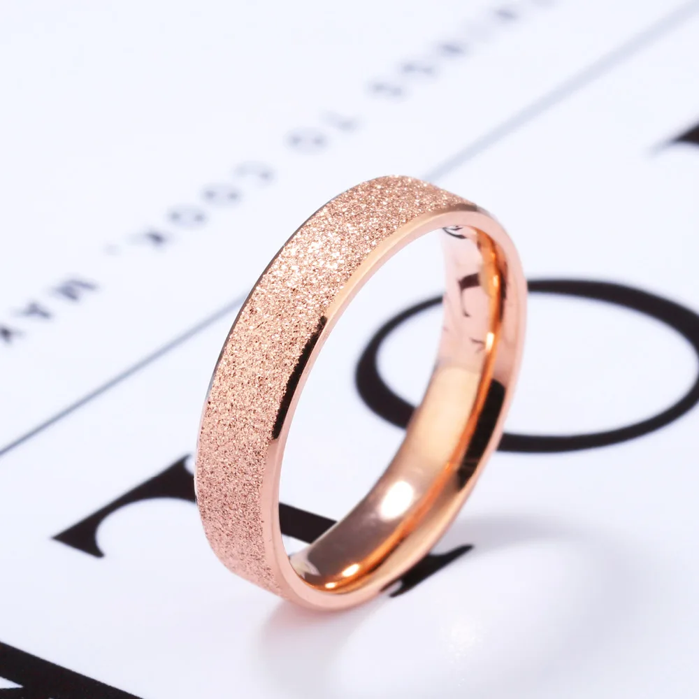 Rose Gold Frosted Finger Ring For Woman Wedding Jewelry Rose Gold Frosted Finger Ring For Woman Wedding Jewelry Stainless Steel Unique Simple Band Female 070 In Rings From Accessories