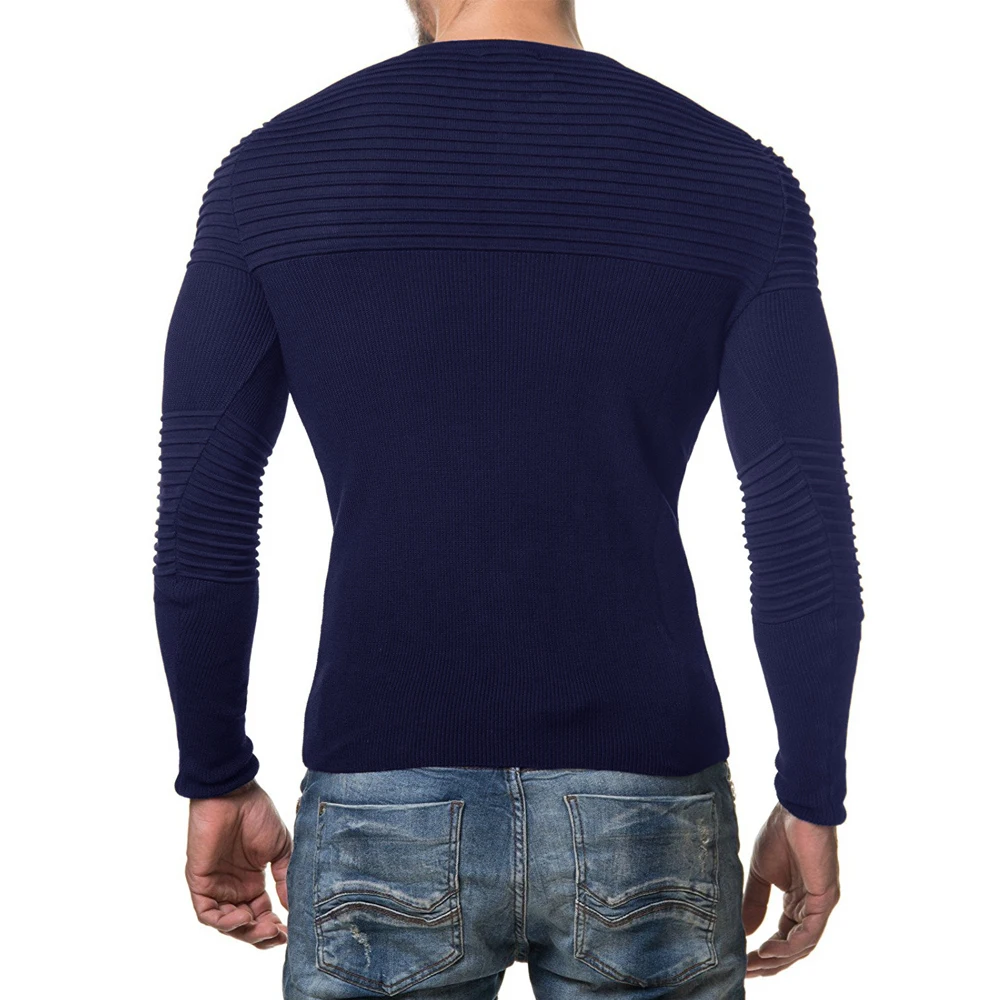 Sweater Men 2018 High Quality Pullover Men Autumn Round Neck Stripe Quality Knitted Brand Male Sweaters XXL T66