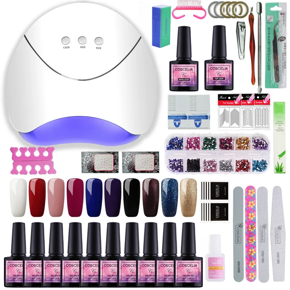 

Set For Manicure Nail Kit Set Gel Varnish Set 10 Color UV Gel Polish 36W LED Lamp Gel Varnish Nail Polish Set UV Machine