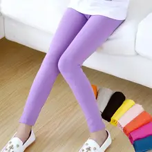 Модные леггинсы ярких цветов для девочек мягкие эластичные хлопковые леггинсы детские облегающие брюки для девочек От 2 до 13 лет костюм для девочек#14