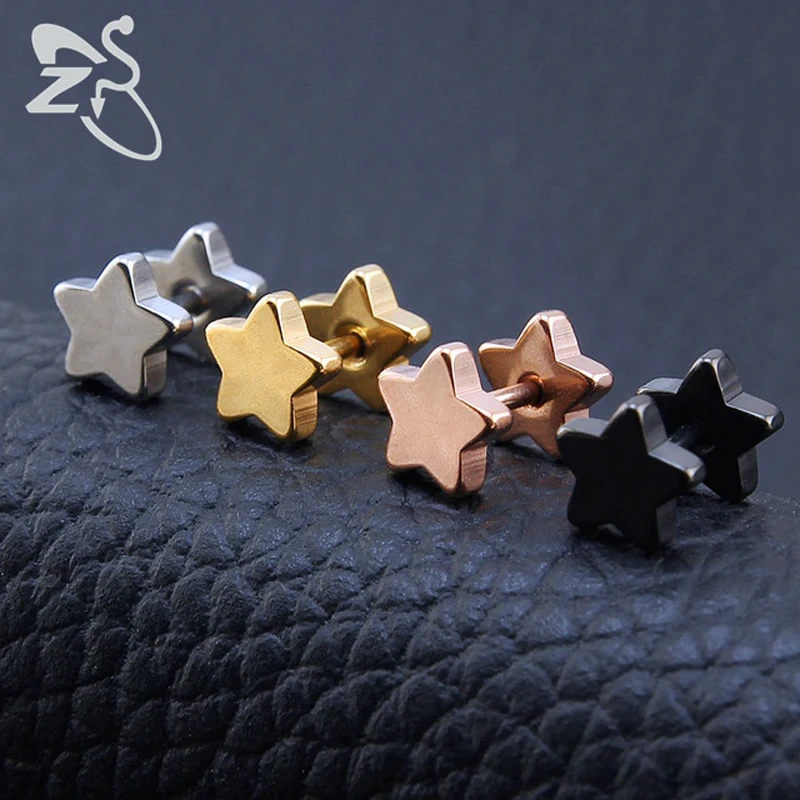 Новые модные классические серьги гвоздики в виде пяти звезд|ear studs|screw backstar earrings |