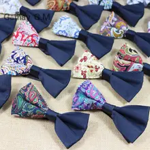 Модные свадебные Bowties для Для мужчин Винтаж цветочный Для мужчин хлопок галстук-бабочка с бабочкой для жениха тонкий