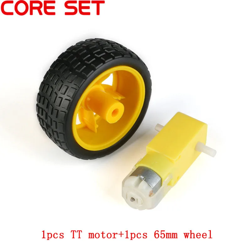 

DC TT Motor 130motor with the wheel Smart Car Robot Gear Motor for Arduino DIY Kit DC Gear Motor 1pcs TT motor+1pcs 65mm wheel