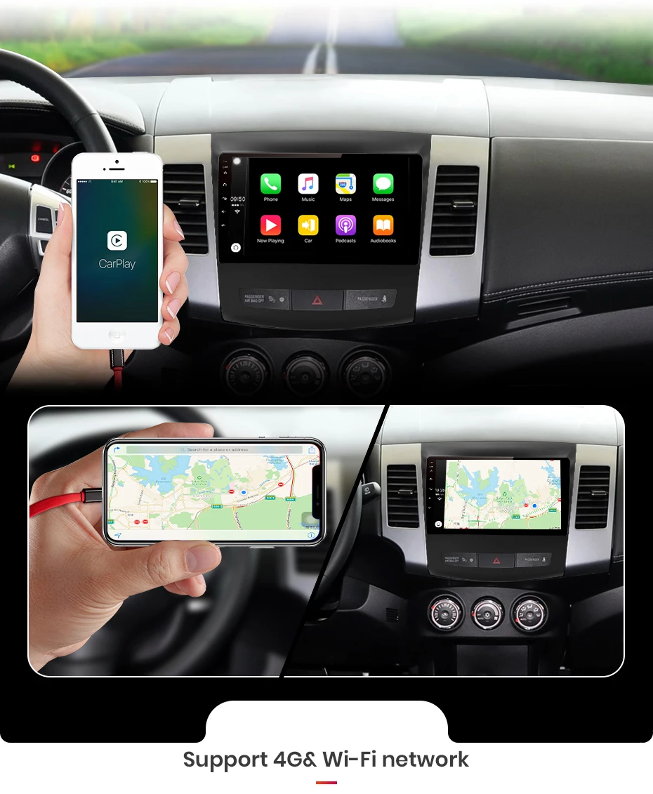 Clearance AWESAFE 2Din Headunit Android 8.1 4+64G CarPlay Radio Cassette Audio Multimedia Player For Mitsubishi Outlander xl 2 2005-2011 8