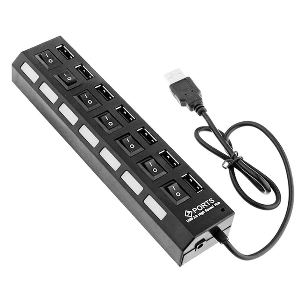 7 Ports High Speed USB Hub 480 Mbps USB 2.0 Hub On/Off Switch Hub USB Splitter For PC Laptop Computer Peripherals Accessories