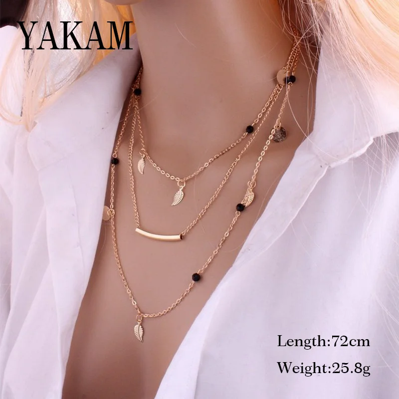 

Plant leaves gold color necklace pendant for women collier chain choker statement jewelry fashion mothers day wafer accessories