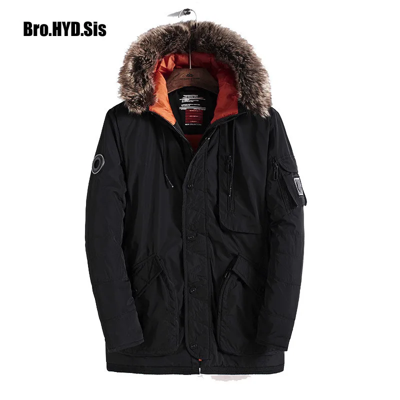 Thick Warm Men's Long Parka Coat Winter Jacket Zipper Hoodie Hooded Overcoat Windbreaker Cotton Faux Faux Fur Male Clothing
