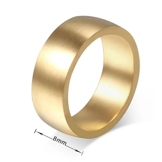 8mm Wide Fashion Wedding Rings For Men Women Simple Thick Gold 8mm Wide Fashion Wedding Rings For Men Women Simple Thick Gold Color Stainless Steel