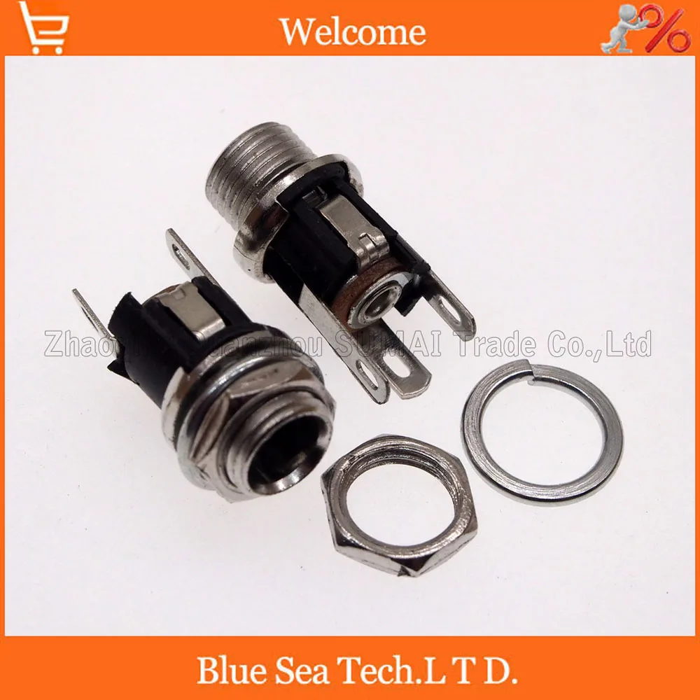 

Free Shipping 20 PCS High quality DC-053A power outlet 5.5-2.1 socket with nut 3pin