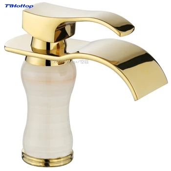 

Green jade faucet basin hot and cold all copper gold marble antique under counter basin bathroom cabinet washbasin faucet
