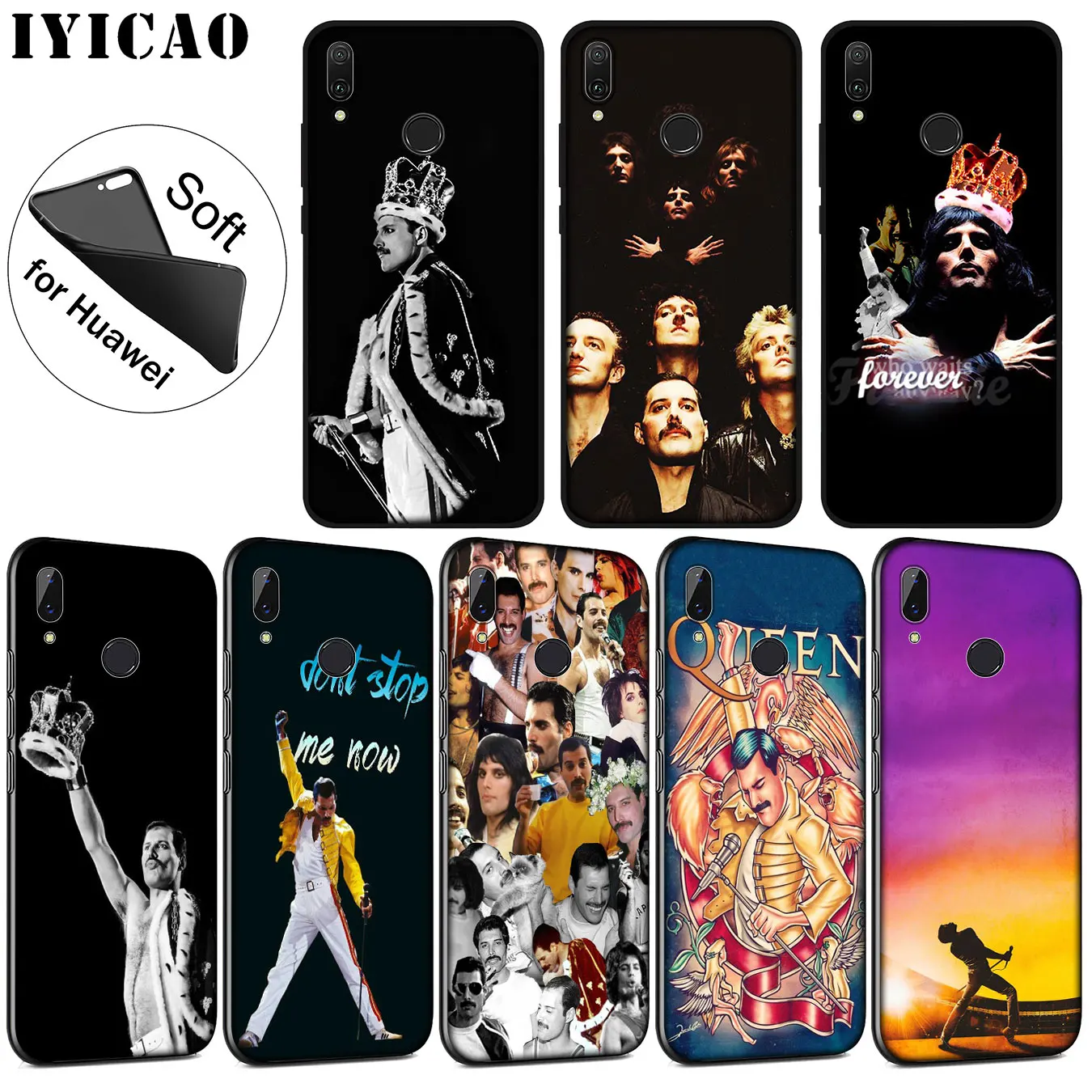 IYICAO Queen Freddie Mercury Soft Silicone Case for Huawei P30 P20 Pro P10 P9 P8 Lite Mini 2017 2016 2015 P smart Z 2019 Cover |