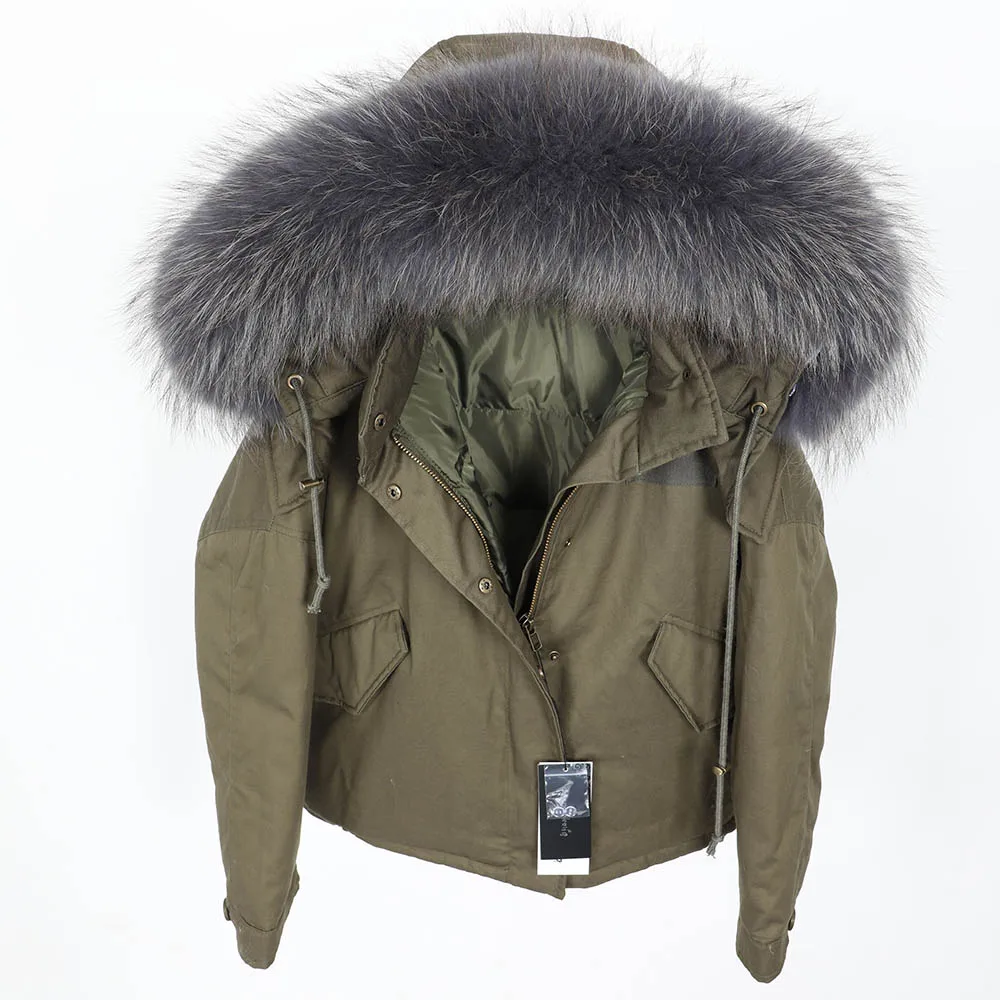 Maomaokong2018, модный пуховик на утином пуху, женская зимняя куртка, пуховик, съемный воротник из натурального меха енота, зимняя куртка - Цвет: 19
