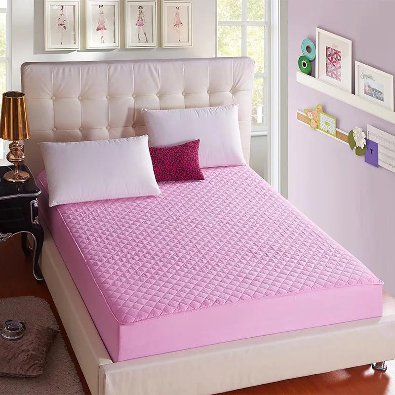 

Solid Color Quilted Embossed Lattice Mattress Protector Fitted Sheet Style Cover for Mattress Thick Soft Pad for Bed