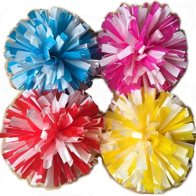 2 Pompon Cheerleader Argento 30cm - Per Sport, Feste Ed Eventi (70g Cadauno)