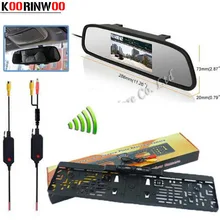 Koorinwoo Parking Assist System 4.3 Digital LCD Mirror Car Monitor Wireless Infrared Europe License Plate Frame Rear view Camera