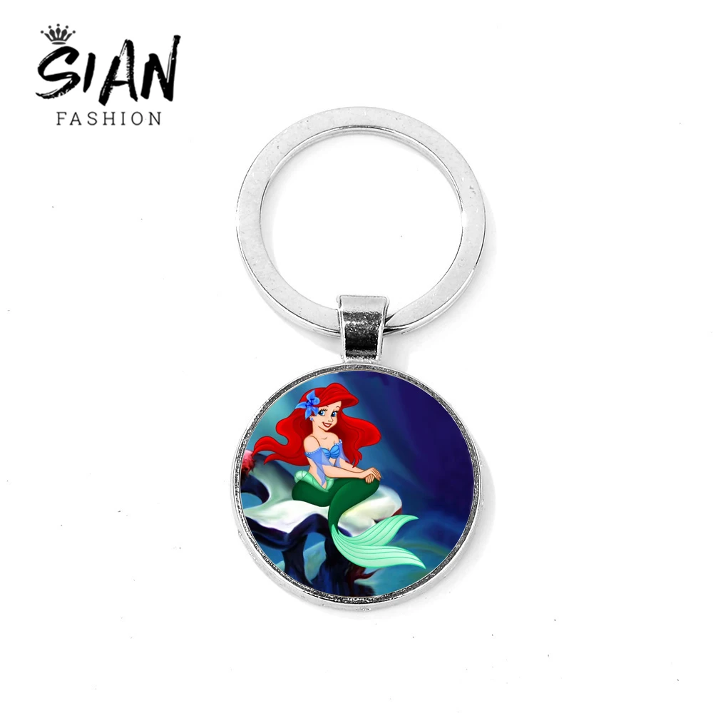 

SIAN The Little Mermaid Keychain Fairy Tales Beautiful Princess Ariel Pendant Keyring High Garde Alloy Key Chain Key Holder Gift