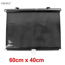 Uxcell боковые оконные шторы черный рулон вверх выдвижной точечный винил солнцезащитный протектор 60 см X 40 см с всасыванием