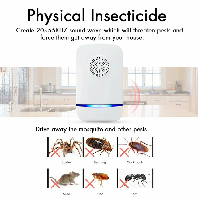 Ultrahangos Elektronikus Kártevő Visszautasító Szúnyog Egér Patkány Pók Rovar Tribellens Többfunkciós Rágcsáló Gyilkos - Image 2