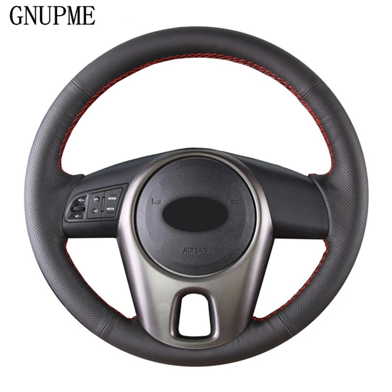 

GNUPME Black DIY Hand-stitched Soft Artificial Leather Car Steering Wheel Cover for Kia Forte Kia Soul Kia Rio 2009-2011