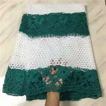 

Nice double color mixed French guipure lace fabric African polyester water soluble lace cloth EWP91(5yards/lot)